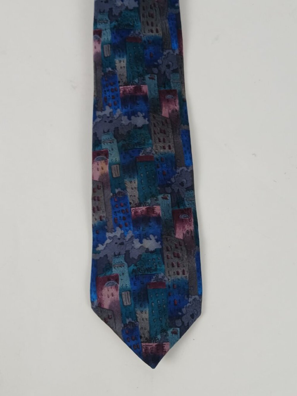 Jerry Garcia Men’s Tie Abstract Cityscape Buildings Blue Art Length 56 inch